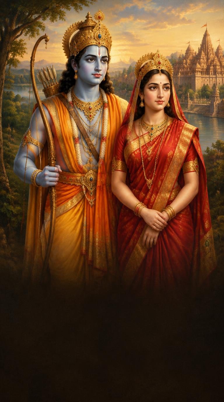भगवान श्रीराम, माता सीता और रामकथा — मूल पाठ और अलग परंपराओं के साथ।
